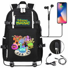 My Singing Monsters USB Charging Backpack School NoteBook Laptop Travel Bags