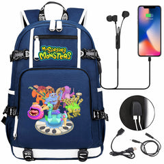 My Singing Monsters USB Charging Backpack School NoteBook Laptop Travel Bags