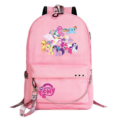 My Little Pony USB Charging Backpack Shoolbag Notebook Bag Gifts for Kids Students