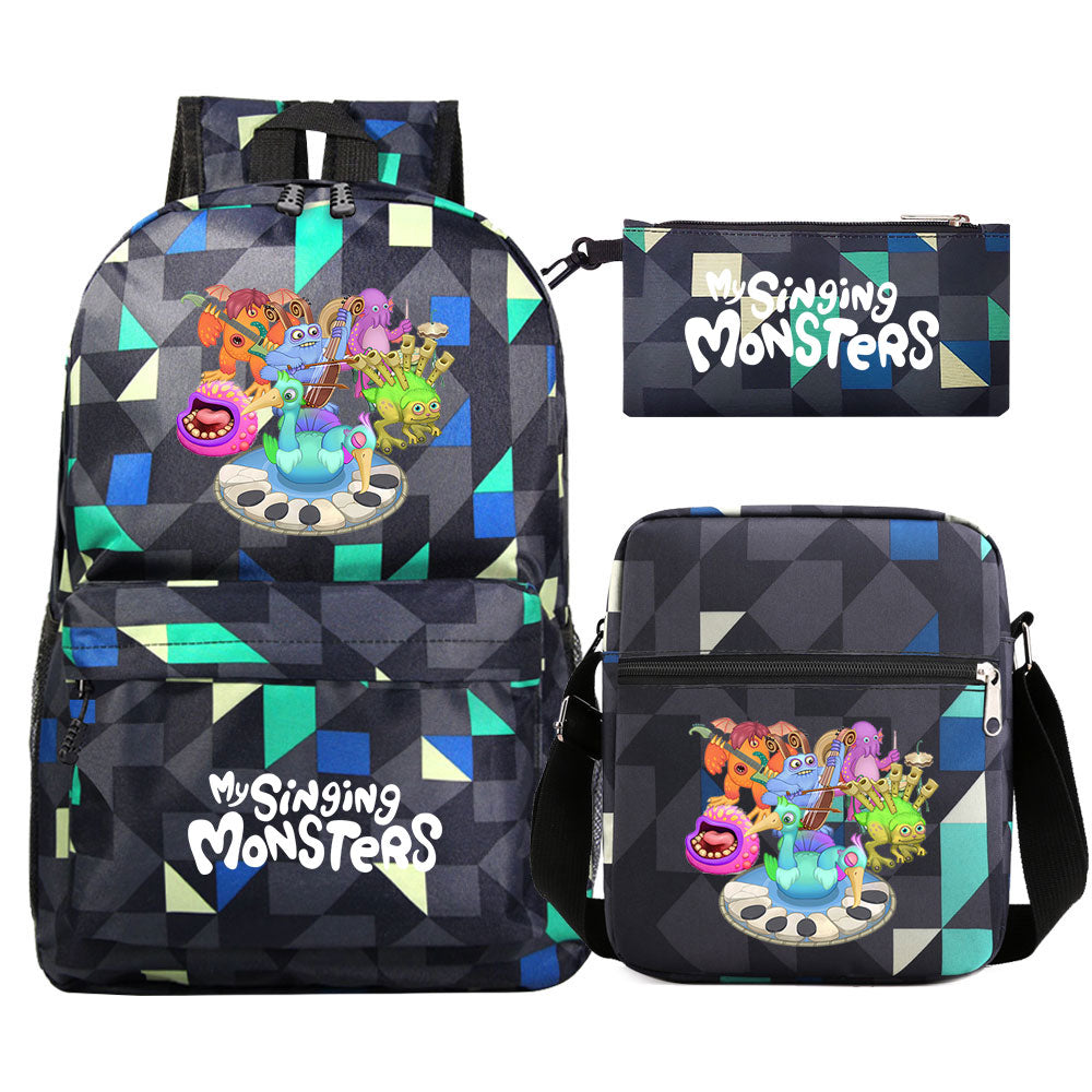 My Singing Monsters SchoolBag Backpack Shoulder Bag Book Pencil Bags  3pcs Set