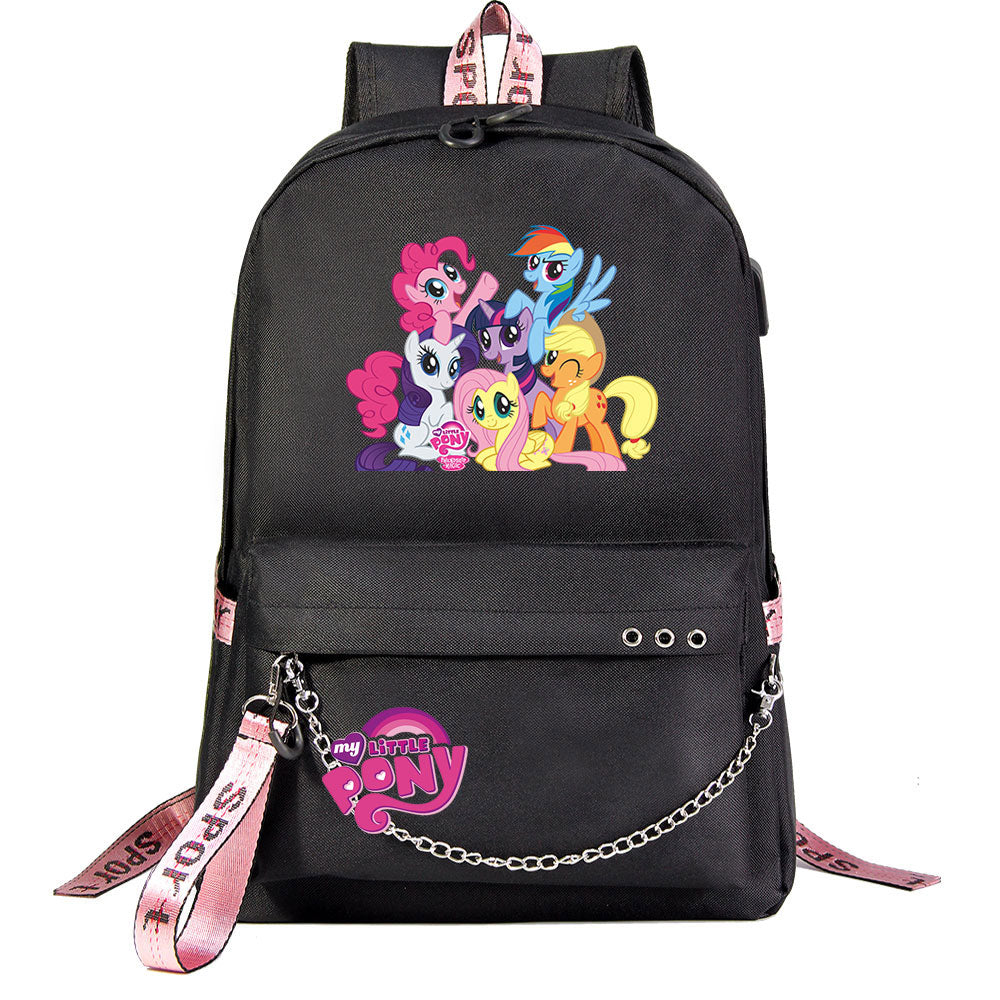 My Little Pony USB Charging Backpack Shoolbag Notebook Bag Gifts for Kids Students