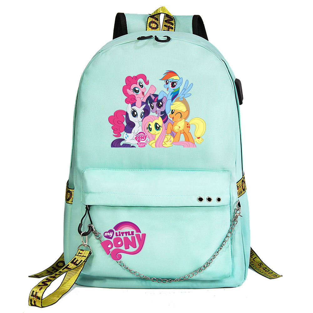 My Little Pony USB Charging Backpack Shoolbag Notebook Bag Gifts for Kids Students