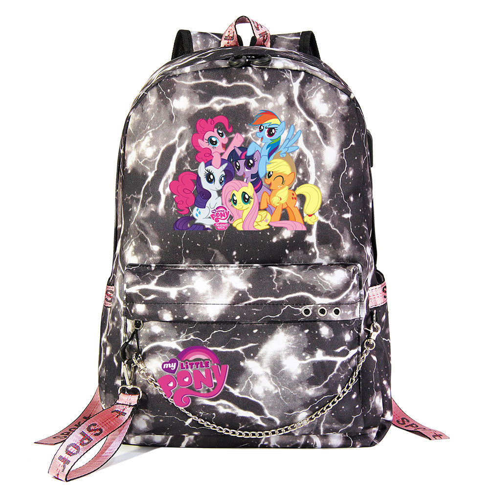 My Little Pony USB Charging Backpack Shoolbag Notebook Bag Gifts for Kids Students