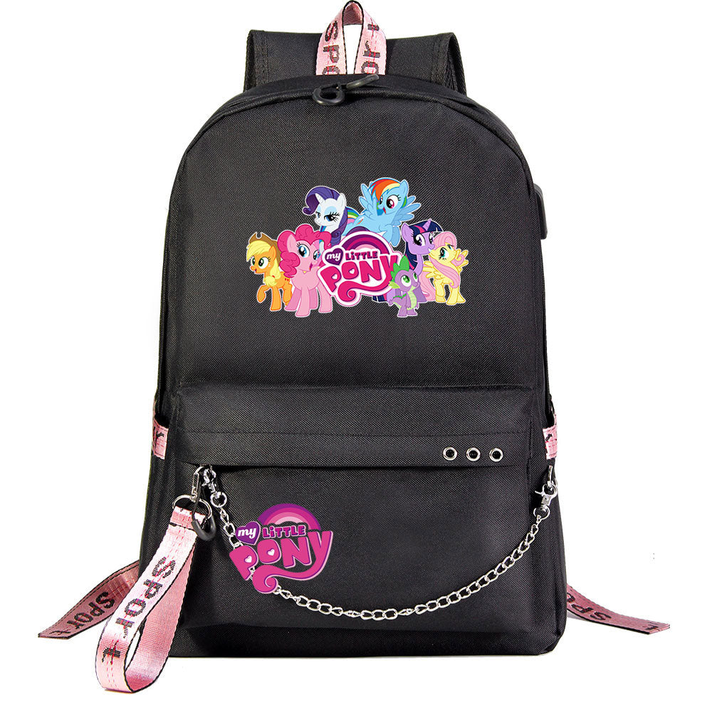 My Little Pony USB Charging Backpack Shoolbag Notebook Bag Gifts for Kids Students