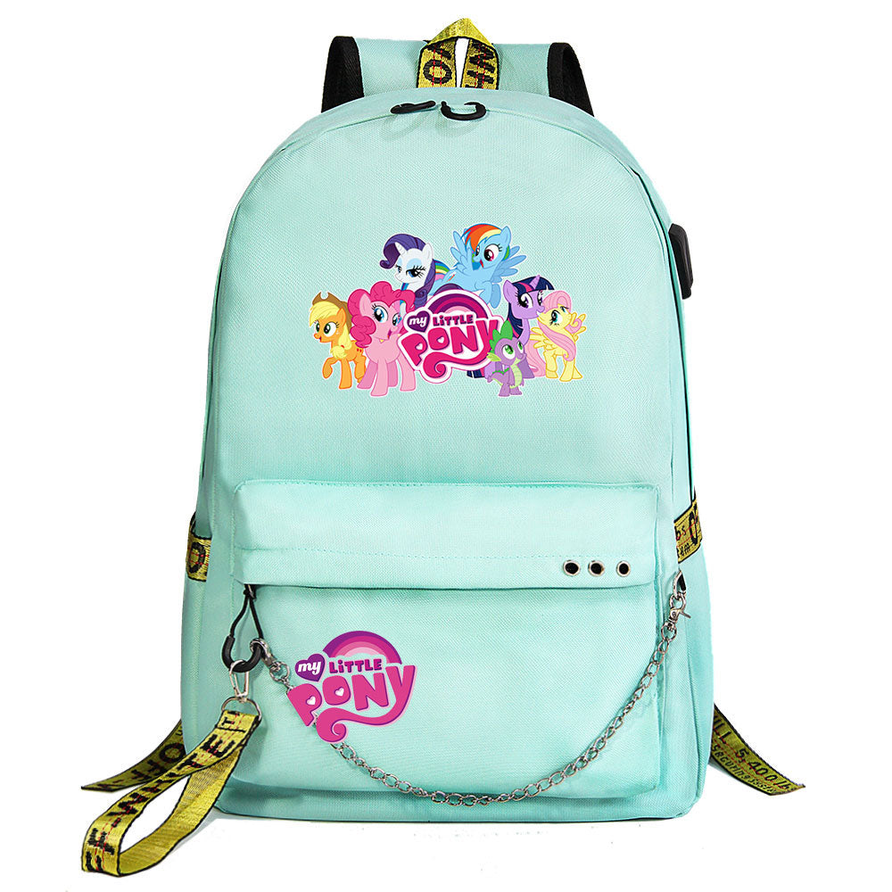 My Little Pony USB Charging Backpack Shoolbag Notebook Bag Gifts for Kids Students