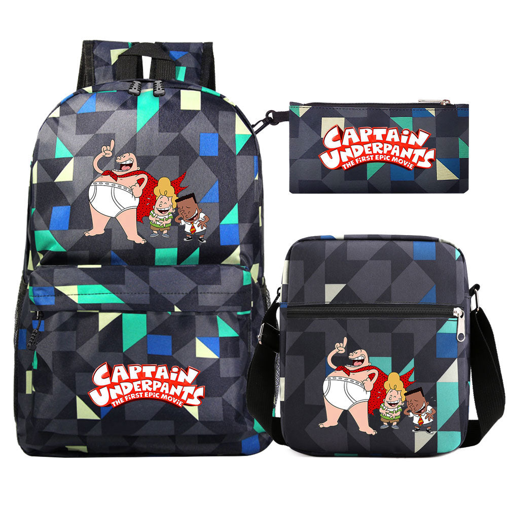 Captain Underpants School Bag Backpack Shoulder Bag Book Pencil Bags  3pcs Set