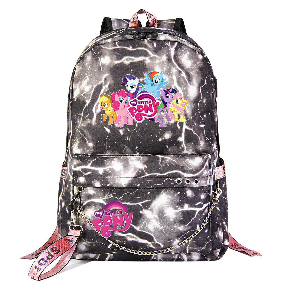 My Little Pony USB Charging Backpack Shoolbag Notebook Bag Gifts for Kids Students