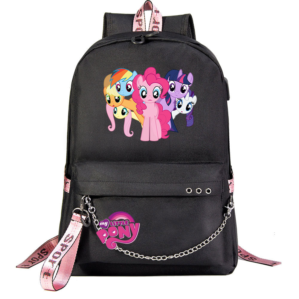 My Little Pony USB Charging Backpack Shoolbag Notebook Bag Gifts for Kids Students