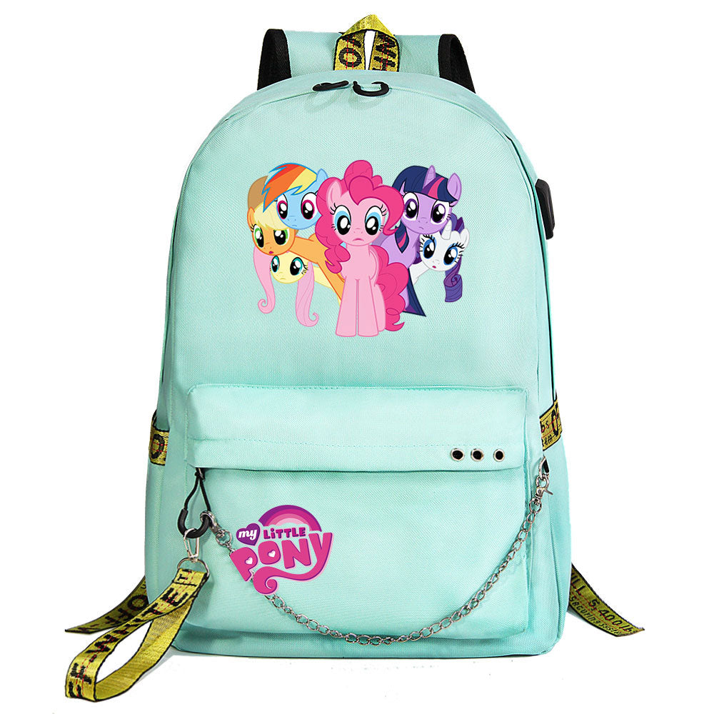 My Little Pony USB Charging Backpack Shoolbag Notebook Bag Gifts for Kids Students