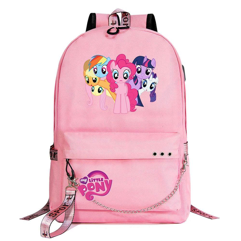 My Little Pony USB Charging Backpack Shoolbag Notebook Bag Gifts for Kids Students