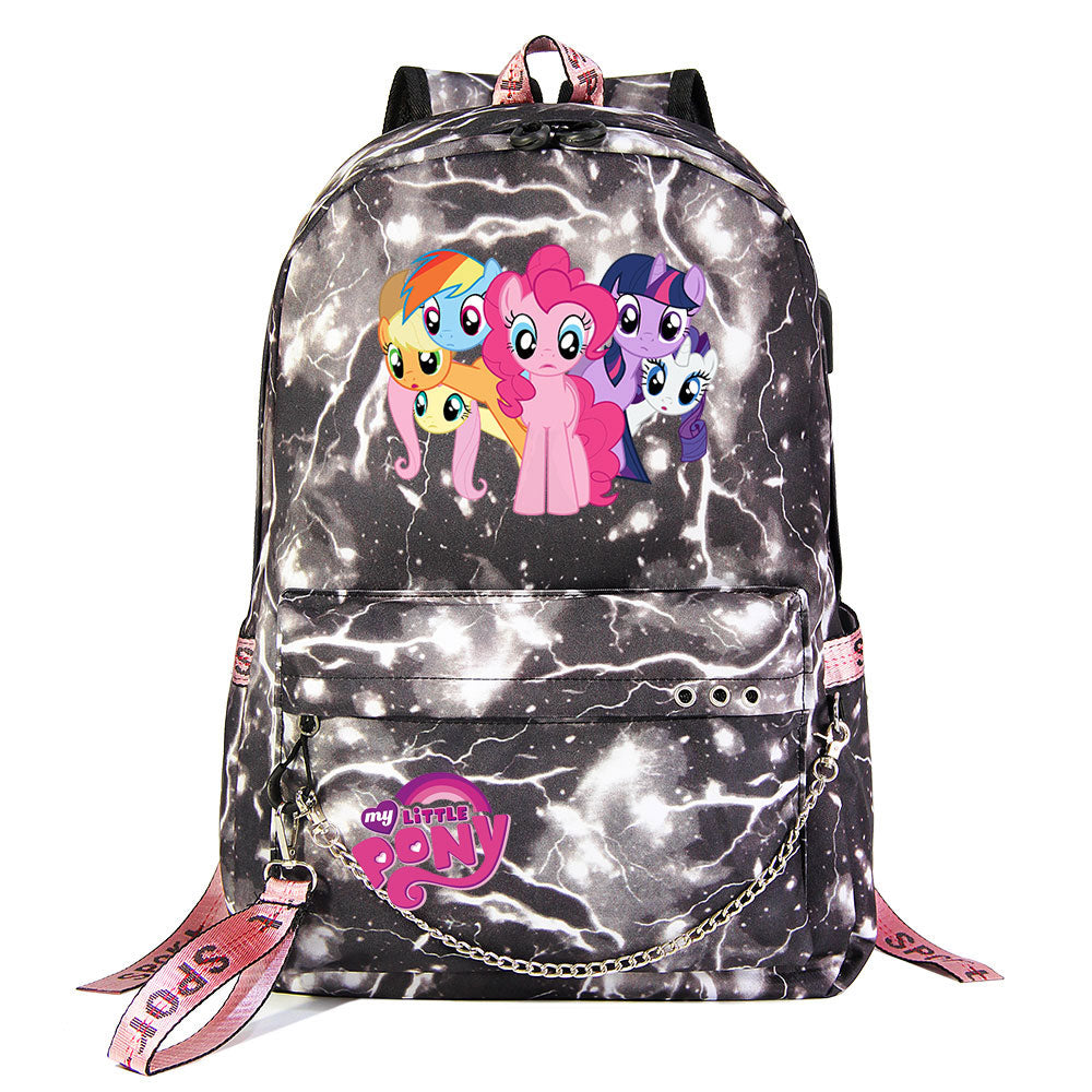 My Little Pony USB Charging Backpack Shoolbag Notebook Bag Gifts for Kids Students