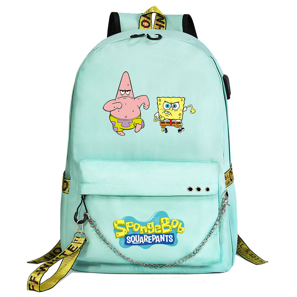 SpongeBob SquarePants  USB Charging Backpack Shoolbag Notebook Bag Gifts for Kids Students