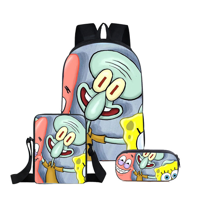 SpongeBob SquarePants Schoolbag Backpack Lunch Bag Pencil Case 3pcs Set Gift for Kids Students