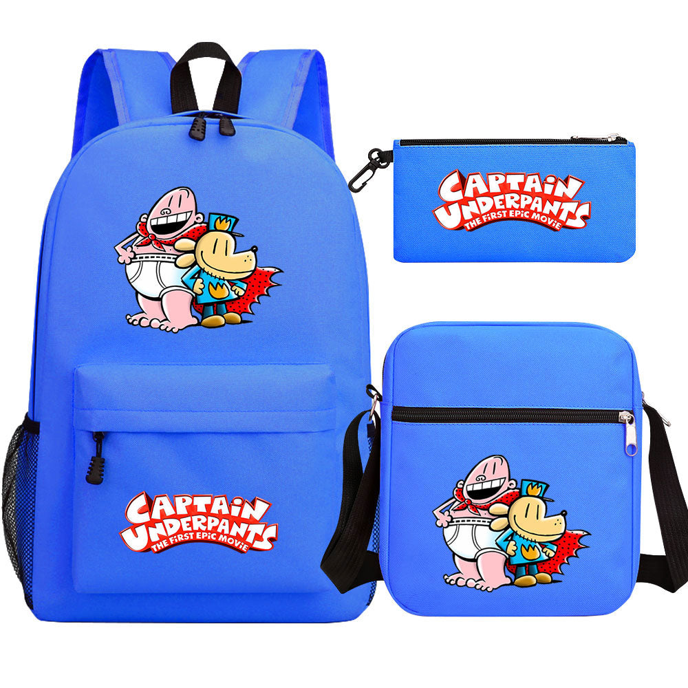 Captain Underpants School Bag Backpack Shoulder Bag Book Pencil Bags  3pcs Set