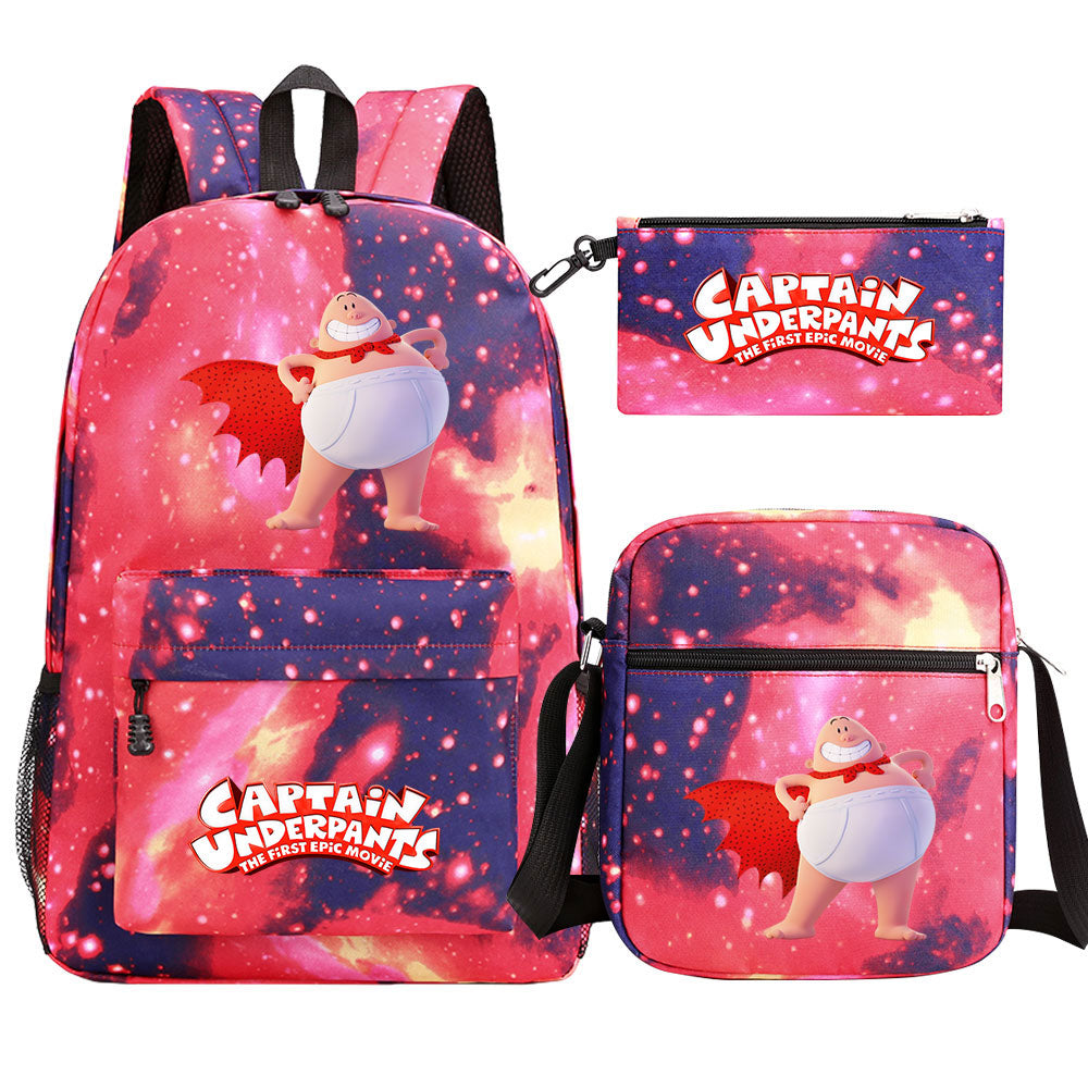 Captain Underpants School Bag Backpack Shoulder Bag Book Pencil Bags  3pcs Set