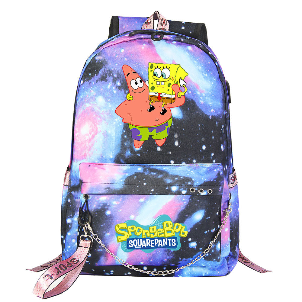 SpongeBob SquarePants  USB Charging Backpack Shoolbag Notebook Bag Gifts for Kids Students