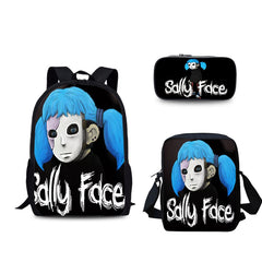 Sally Face Schoolbag Backpack Lunch Bag Pencil Case 3pcs Set Gift for Kids Students