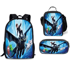 How to Train Your Dragon Schoolbag Backpack Lunch Bag Pencil Case Set Gift for Kids Students