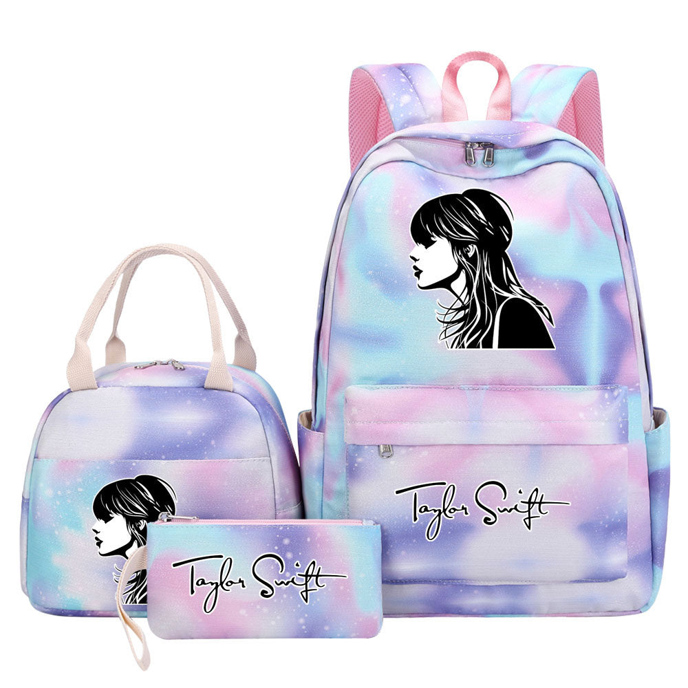 Taylor Swift Pink Starry Sky SchoolBag Backpack Lunch Box Bag Book Pencil Bags  3pcs Set