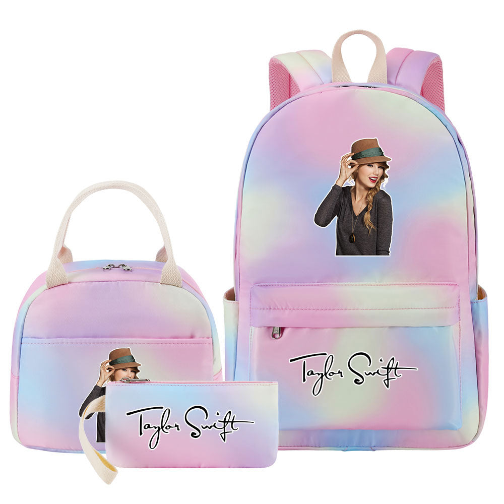 Taylor Swift Pink Starry Sky SchoolBag Backpack Lunch Box Bag Book Pencil Bags  3pcs Set