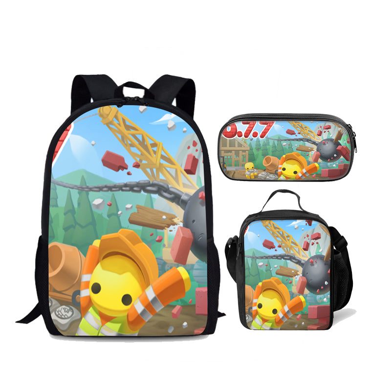 Wobbly Life Schoolbag Backpack Lunch Bag Pencil Case 3pcs Set Gift for Kids Students