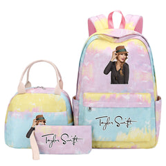 Taylor Swift Pink Starry Sky SchoolBag Backpack Lunch Box Bag Book Pencil Bags  3pcs Set