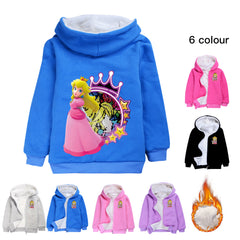 Princess Peach Pullover Hoodie Sweatshirt Autumn Winter Unisex Sweater Zipper Jacket for Kids Boy Girls