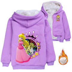 Princess Peach Pullover Hoodie Sweatshirt Autumn Winter Unisex Sweater Zipper Jacket for Kids Boy Girls