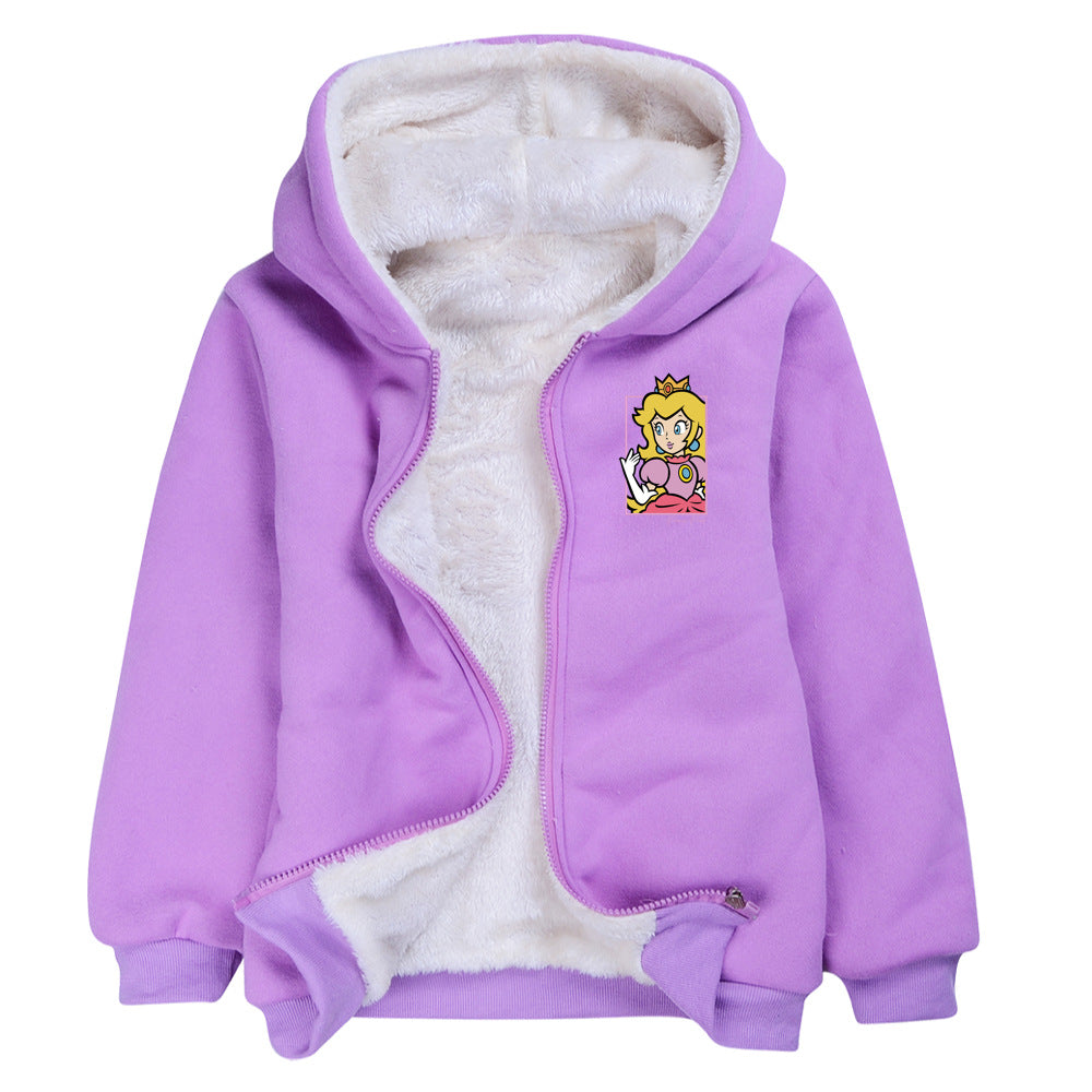 Princess Peach Pullover Hoodie Sweatshirt Autumn Winter Unisex Sweater Zipper Jacket for Kids Boy Girls