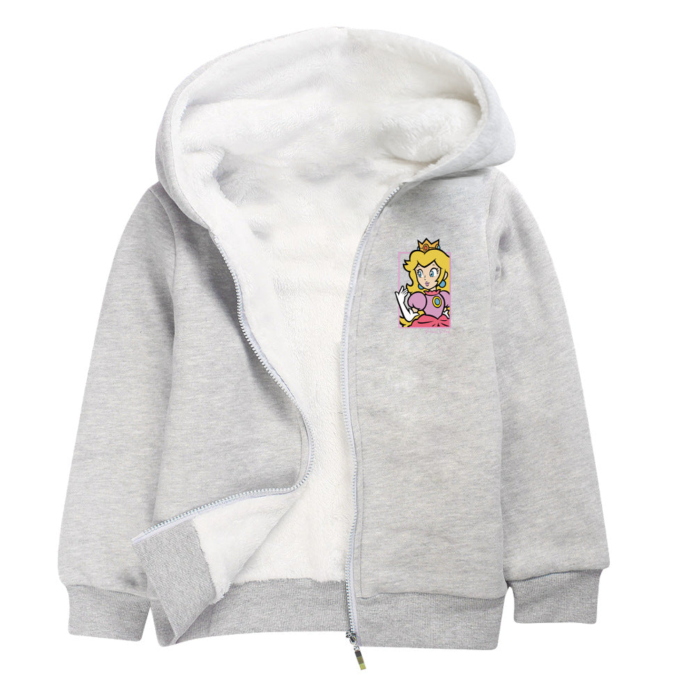 Princess Peach Pullover Hoodie Sweatshirt Autumn Winter Unisex Sweater Zipper Jacket for Kids Boy Girls