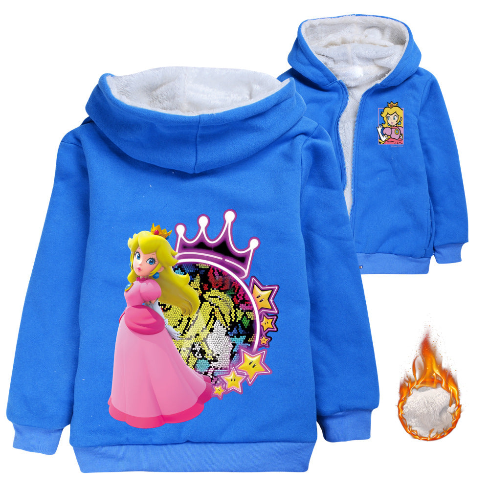 Princess Peach Pullover Hoodie Sweatshirt Autumn Winter Unisex Sweater Zipper Jacket for Kids Boy Girls