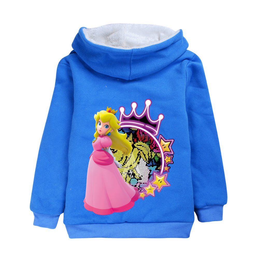 Princess Peach Pullover Hoodie Sweatshirt Autumn Winter Unisex Sweater Zipper Jacket for Kids Boy Girls