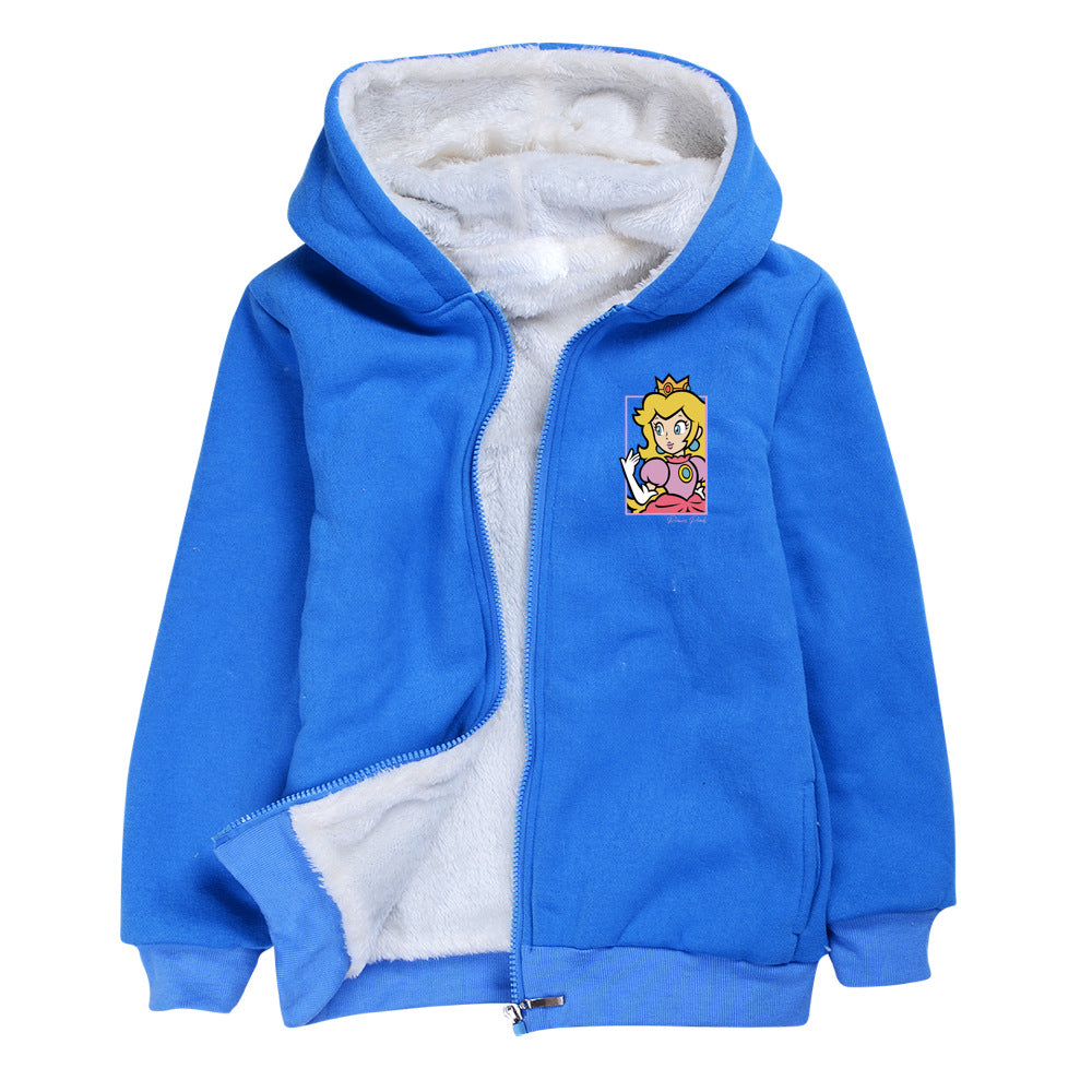 Princess Peach Pullover Hoodie Sweatshirt Autumn Winter Unisex Sweater Zipper Jacket for Kids Boy Girls