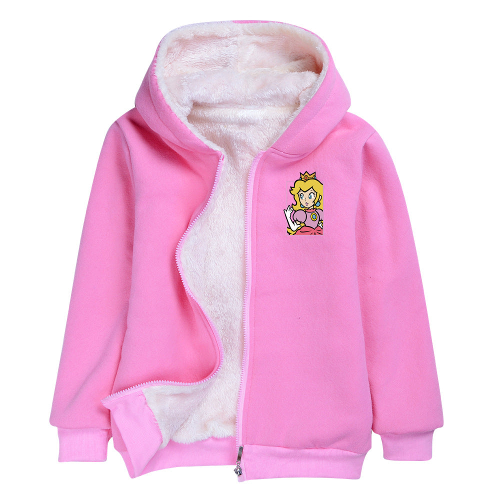 Princess Peach Pullover Hoodie Sweatshirt Autumn Winter Unisex Sweater Zipper Jacket for Kids Boy Girls