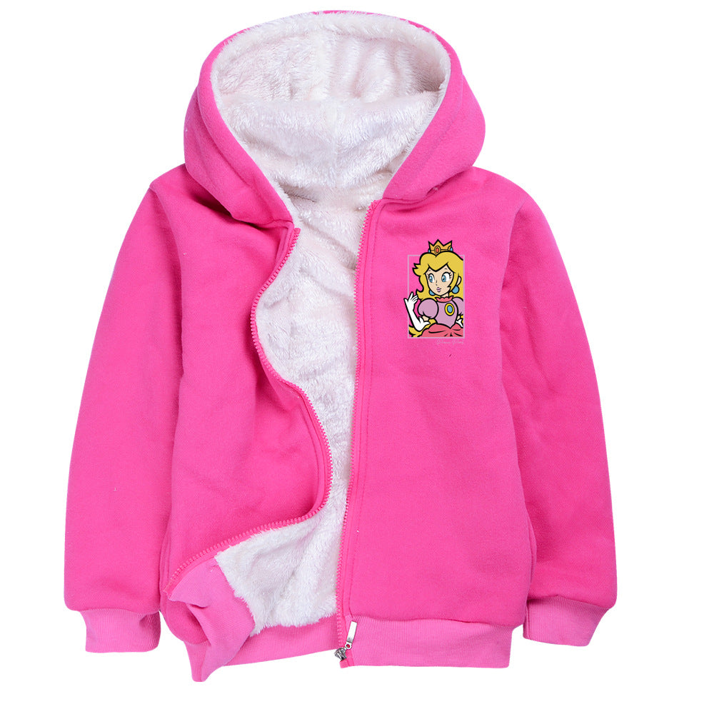 Princess Peach Pullover Hoodie Sweatshirt Autumn Winter Unisex Sweater Zipper Jacket for Kids Boy Girls