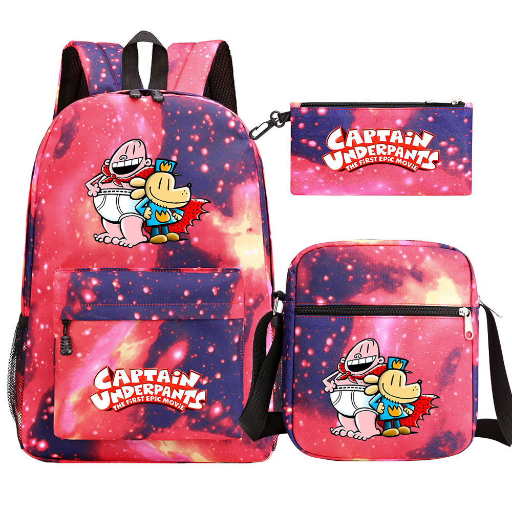 Captain Underpants School Bag Backpack Shoulder Bag Book Pencil Bags  3pcs Set