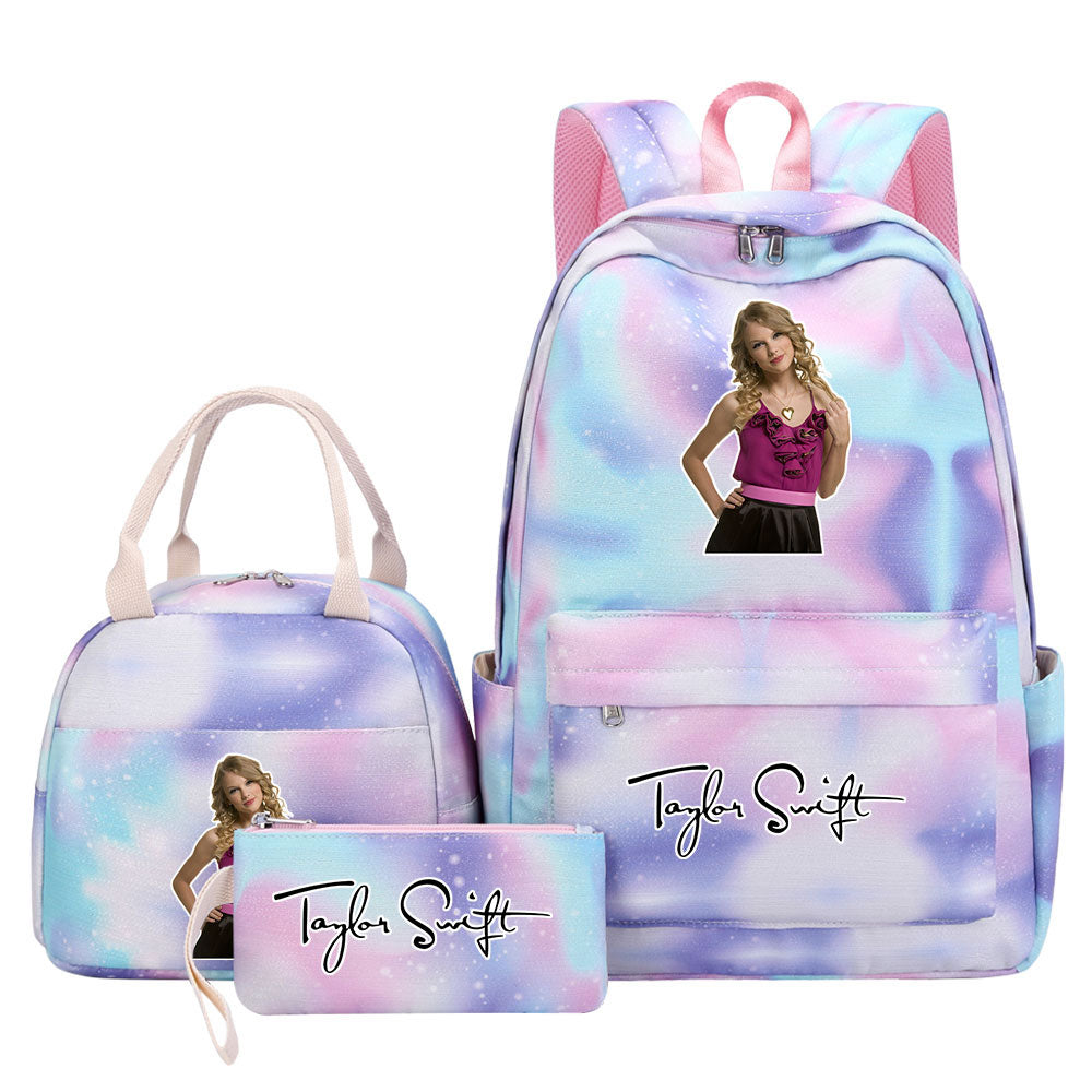 Taylor Swift Pink Starry Sky SchoolBag Backpack Lunch Box Bag Book Pencil Bags  3pcs Set