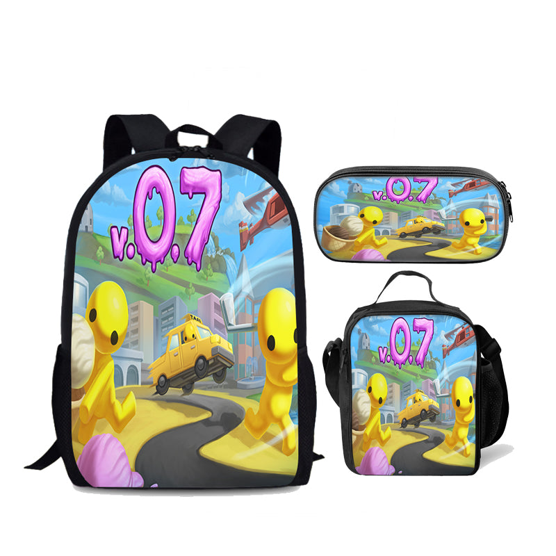 Wobbly Life Schoolbag Backpack Lunch Bag Pencil Case 3pcs Set Gift for Kids Students