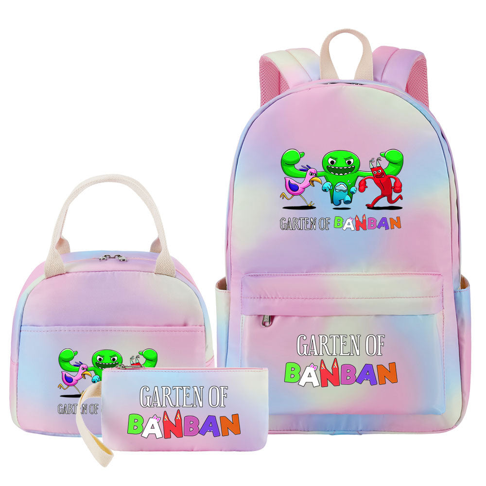 Garten of Banban Pink Starry Sky SchoolBag Backpack Lunch Box Bag Book Pencil Bags  3pcs Set