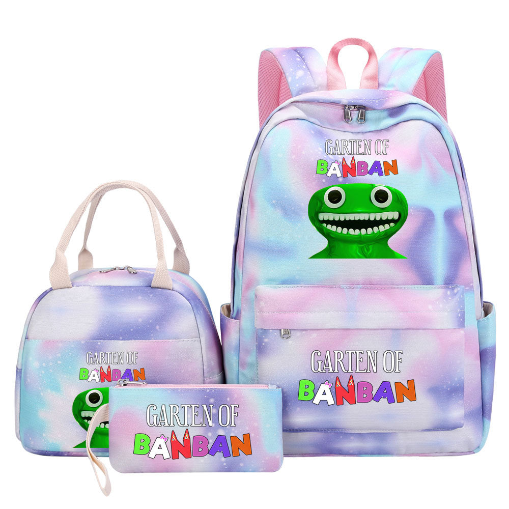 Garten of Banban Pink Starry Sky SchoolBag Backpack Lunch Box Bag Book Pencil Bags  3pcs Set