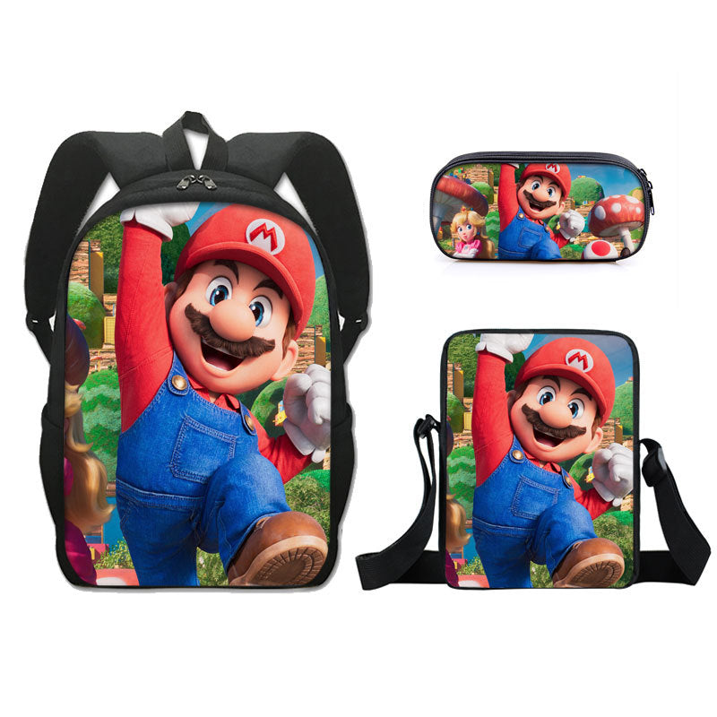 Super Mario Schoolbag Backpack Lunch Bag Pencil Case 3pcs Set Gift for Kids Students