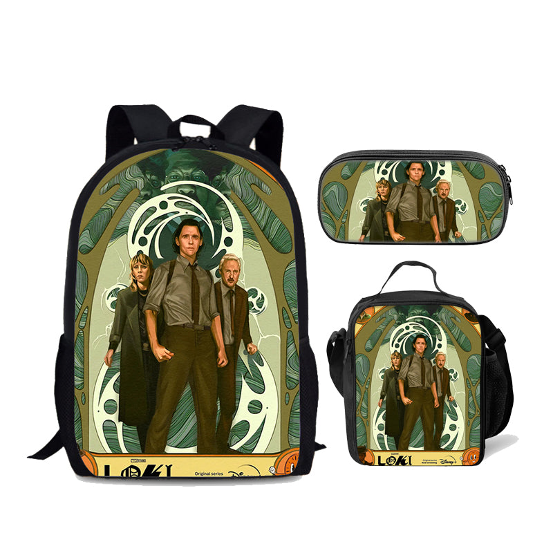 Loki Superhero Schoolbag Backpack Lunch Bag Pencil Case 3pcs Set Gift for Kids Students