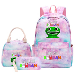 Garten of Banban Pink Starry Sky SchoolBag Backpack Lunch Box Bag Book Pencil Bags  3pcs Set