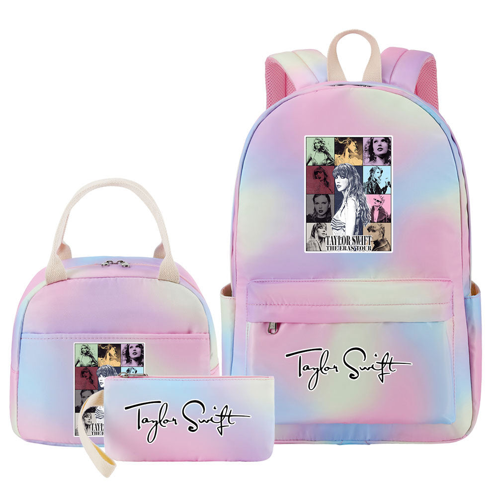 Taylor Swift Pink Starry Sky SchoolBag Backpack Lunch Box Bag Book Pencil Bags  3pcs Set