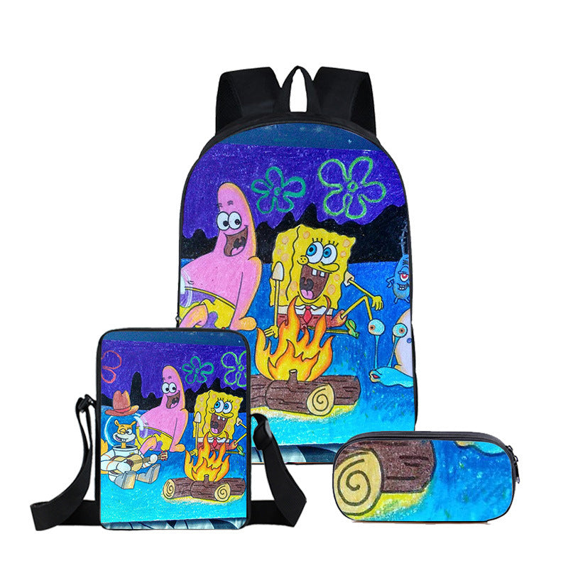 SpongeBob SquarePants Schoolbag Backpack Lunch Bag Pencil Case 3pcs Set Gift for Kids Students