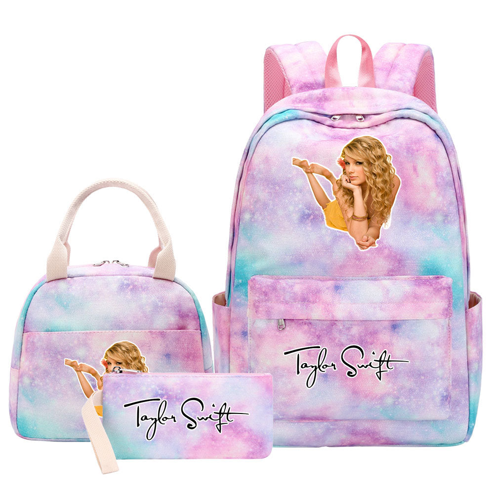 Taylor Swift Pink Starry Sky SchoolBag Backpack Lunch Box Bag Book Pencil Bags  3pcs Set