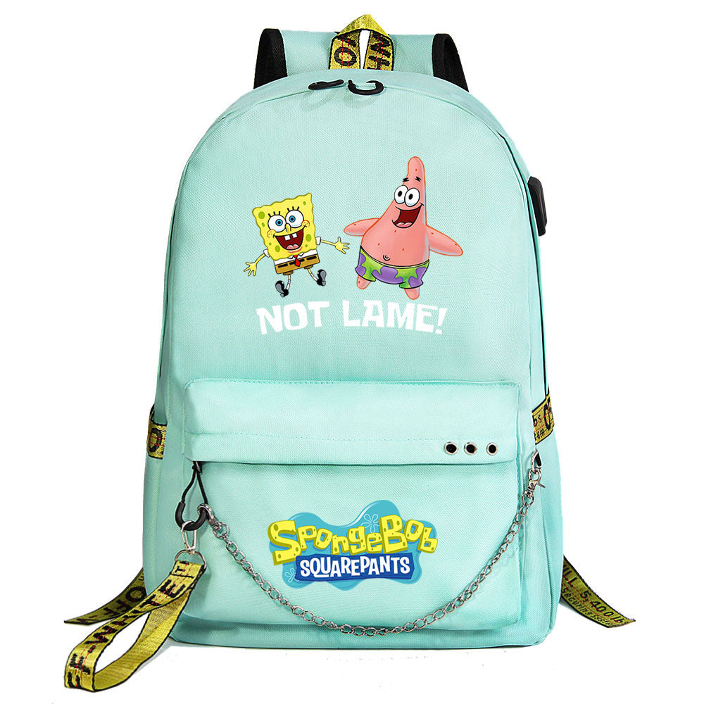 SpongeBob SquarePants  USB Charging Backpack Shoolbag Notebook Bag Gifts for Kids Students