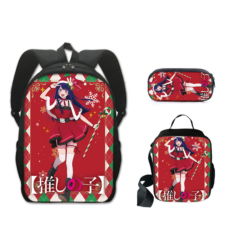 Oshi no Ko Schoolbag Backpack Lunch Bag Pencil Case 3pcs Set Gift for Kids Students