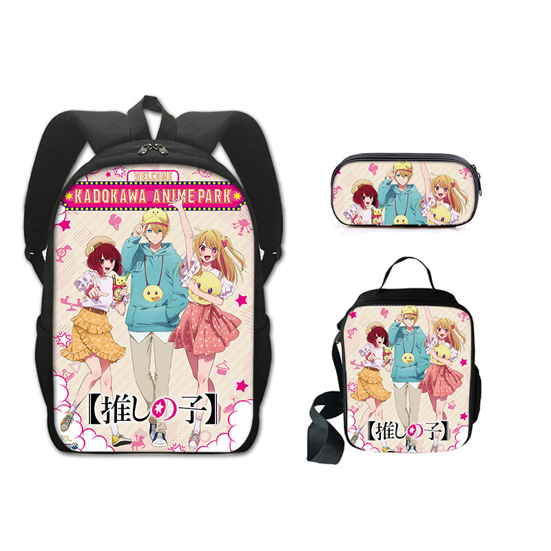 Oshi no Ko Schoolbag Backpack Lunch Bag Pencil Case 3pcs Set Gift for Kids Students