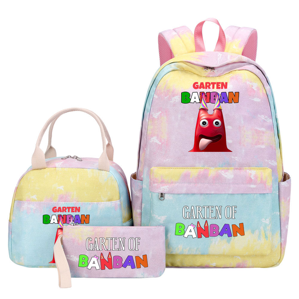 Garten of Banban Pink Starry Sky SchoolBag Backpack Lunch Box Bag Book Pencil Bags  3pcs Set